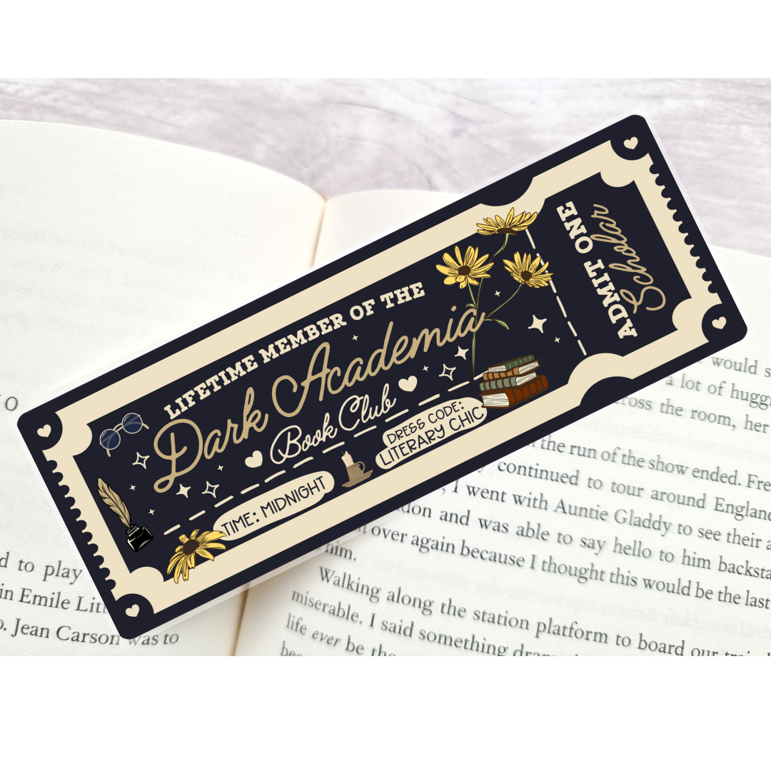 Dark Academia Book Club Ticket Bookmark