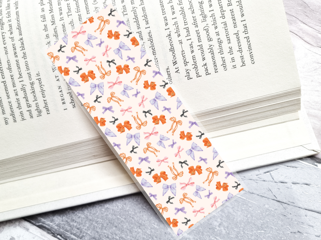Halloween Watercolor Bows Bookmark