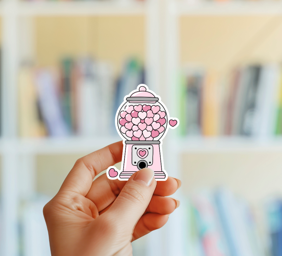 Heart Gum Ball Machine Sticker