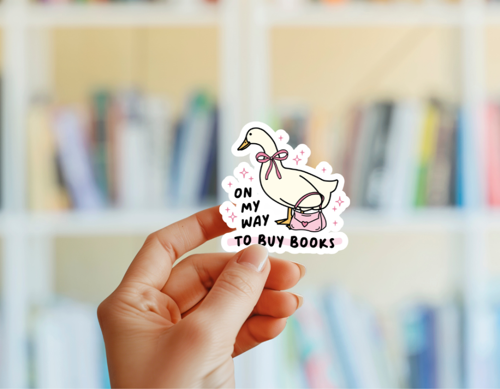 On My Way To Buy Books Duck Sticker