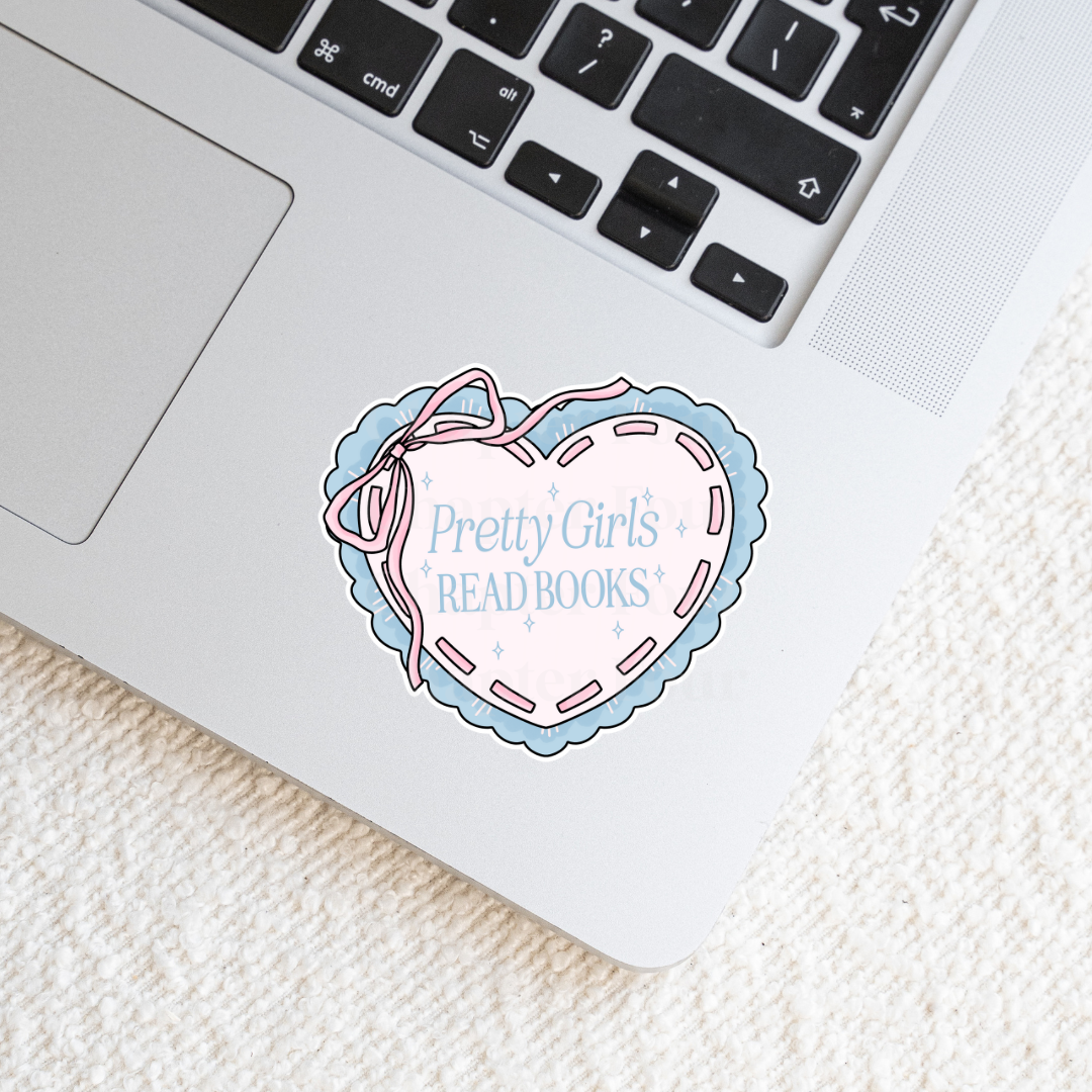 Pretty Girls Read Books Heart Sticker