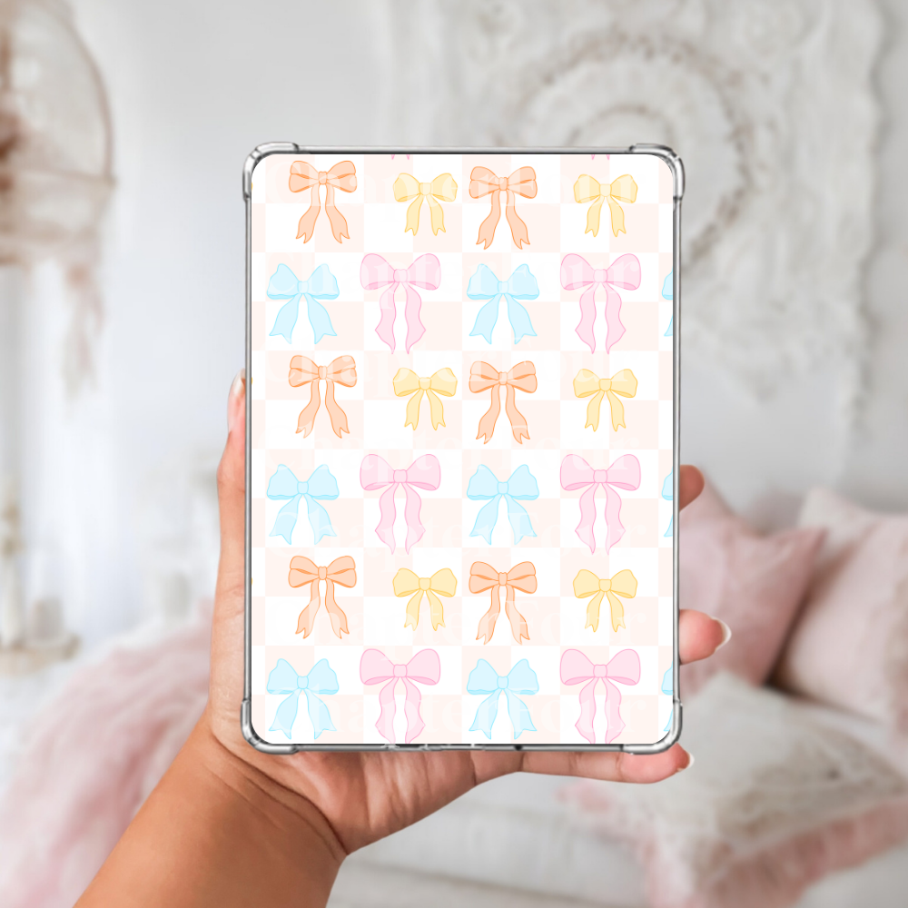 Pastel Bows Checkered E-Reader Insert