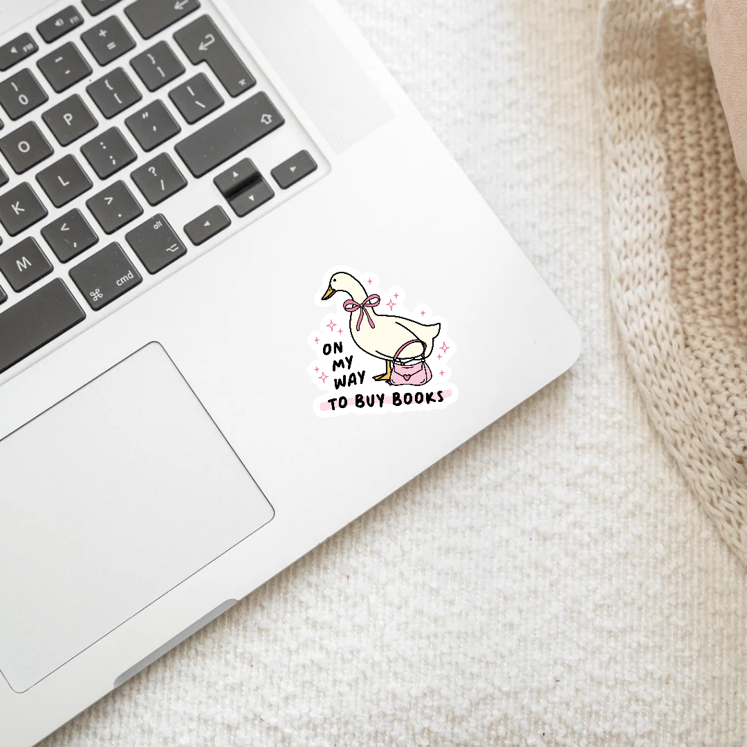 On My Way To Buy Books Duck Sticker