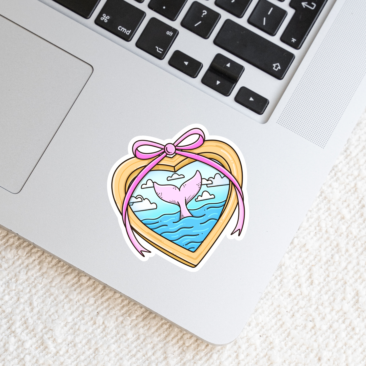 Summer Whale Tail Heart Locket Sticker