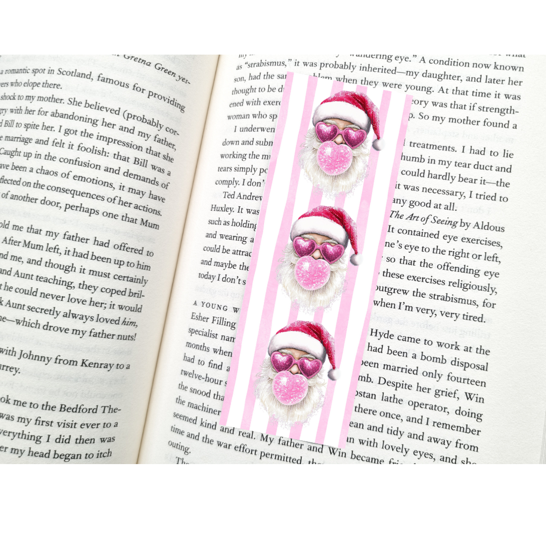 Pink Bubblegum Santa Bookmark