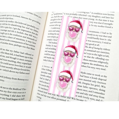 Pink Bubblegum Santa Bookmark