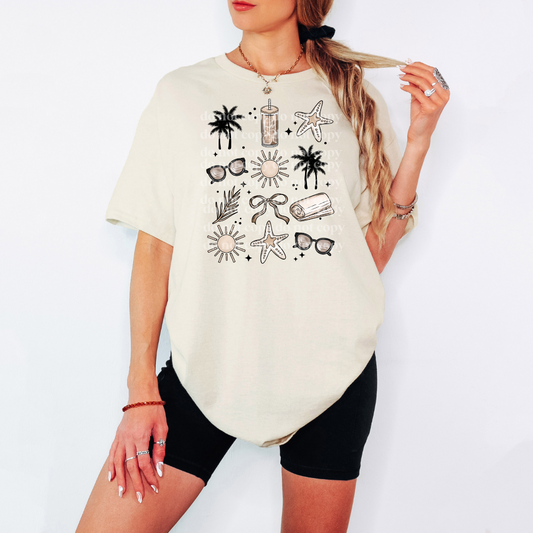 Neutral Beach Grid T-Shirt
