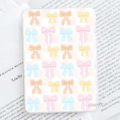 Pastel Bows Checkered E-Reader Insert