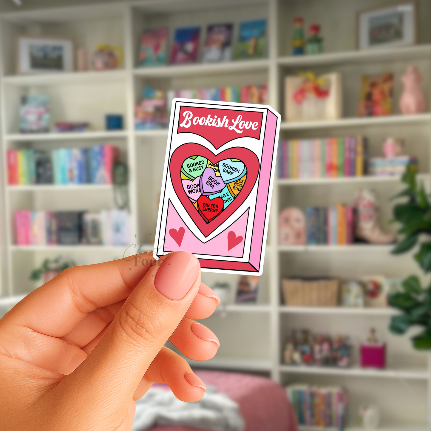 Bookish Love Candy Hearts Sticker