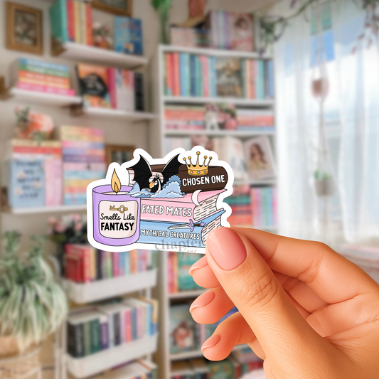 Smells Like Fantasy Book Stack Sticker