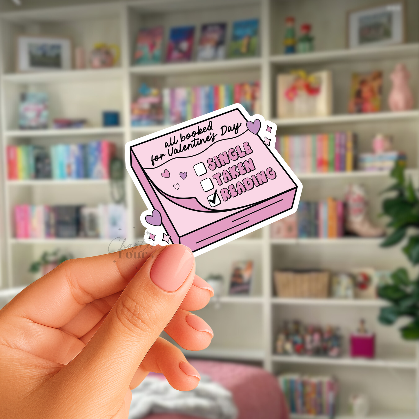 All Booked For Valentine's Day: Single, Taken, Reading Notepad Sticker
