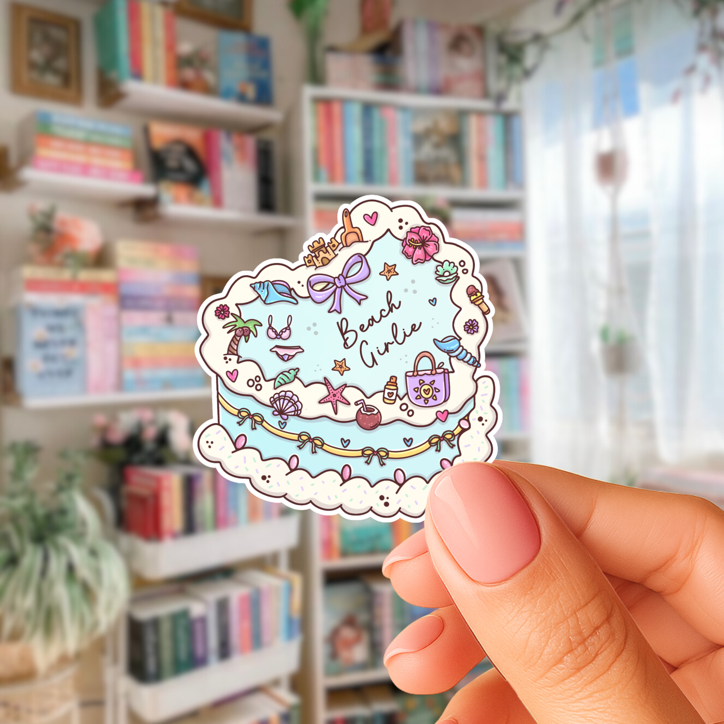 Beach Girlie Cake Sticker