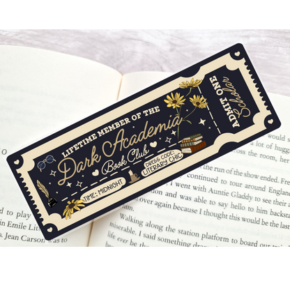 Dark Academia Book Club Ticket Bookmark