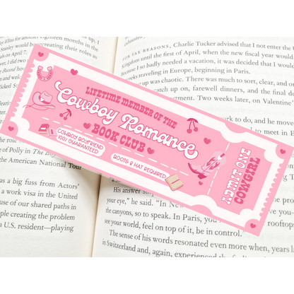 Cowboy Romance Book Club Ticket Bookmark