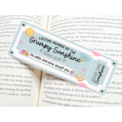 Grumpy Sunshine Book Club Ticket Bookmark