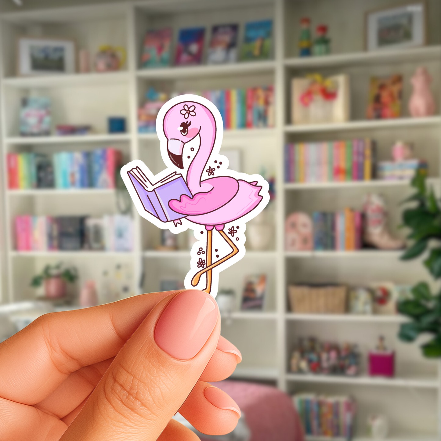 Bookish Summer Flamingo Sticker