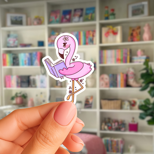 Bookish Summer Flamingo Sticker