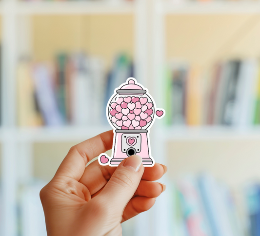 Heart Gum Ball Machine Sticker