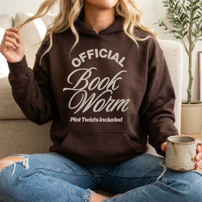 Official Book Worm Plot Twists Included Hoodie | Cozy Reader Essential
