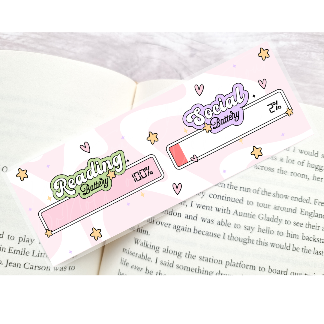 Reading + Social Battery Bookmark