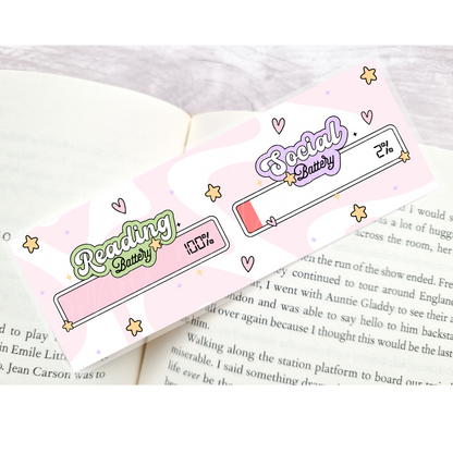 Reading + Social Battery Bookmark
