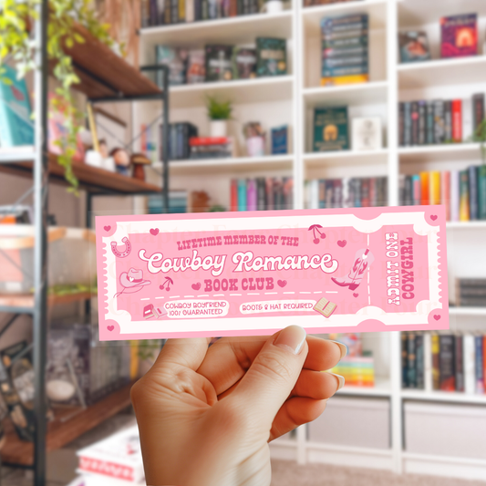 Cowboy Romance Book Club Ticket Bookmark