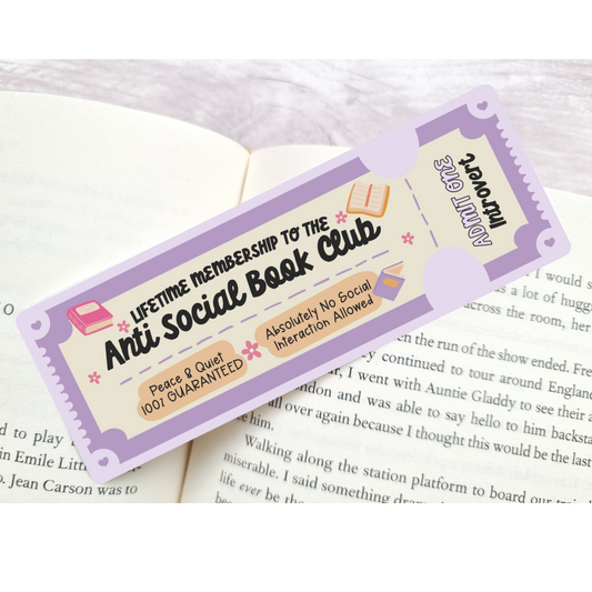 Anti Social Book Club Bookmark