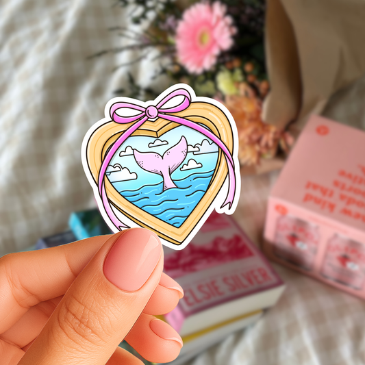 Summer Whale Tail Heart Locket Sticker