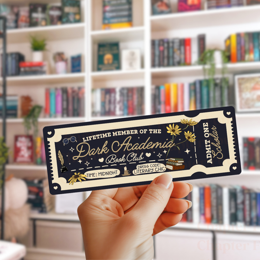 Dark Academia Book Club Ticket Bookmark