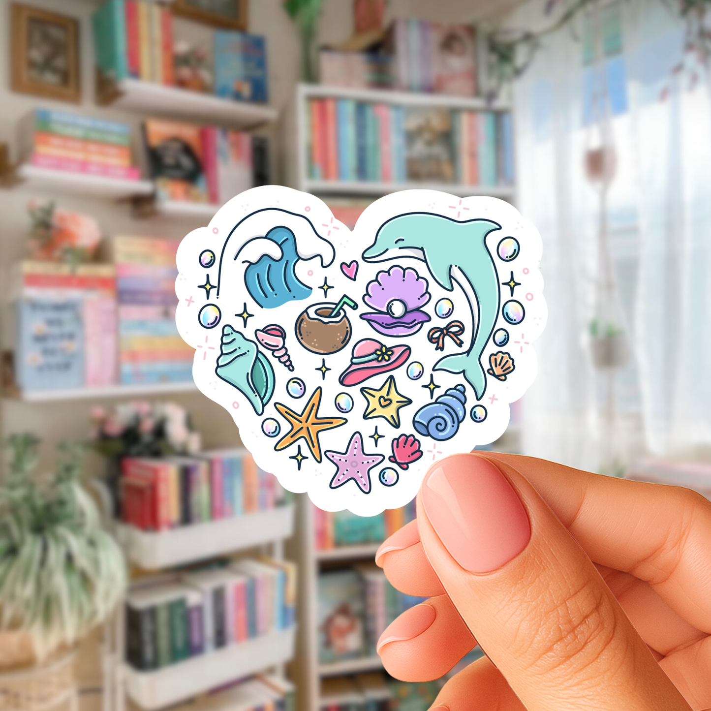 Summer Beach Heart Sticker