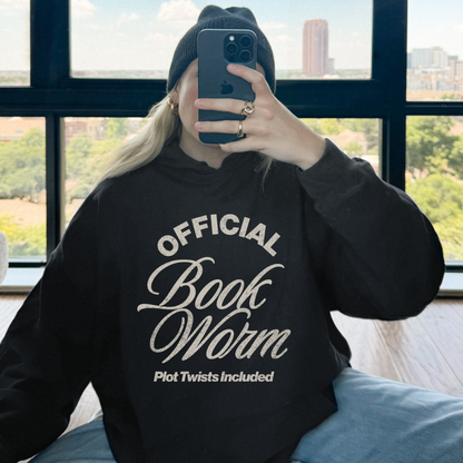 Official Book Worm Plot Twists Included Hoodie | Cozy Reader Essential