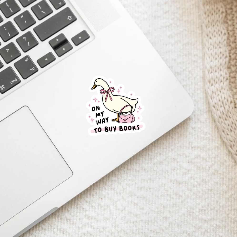 On My Way To Buy Books Duck Sticker