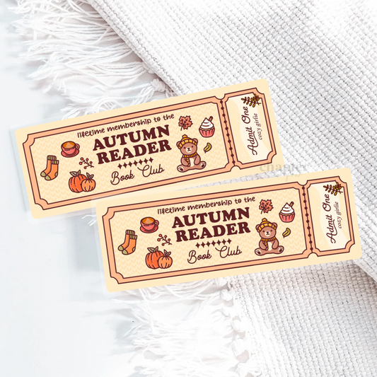Autumn Reader Book Club Ticket Bookmark