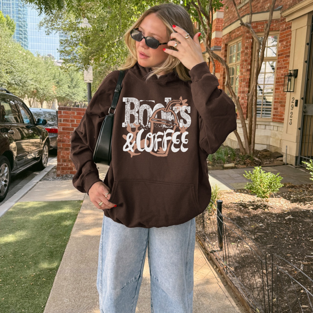 Books & Coffee Hoodie | Cozy Reader Essential