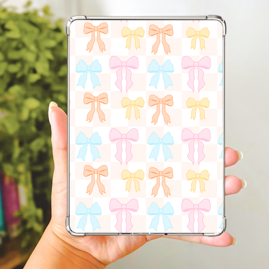 Pastel Bows Checkered E-Reader Insert