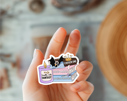 Smells Like Fantasy Book Stack Sticker