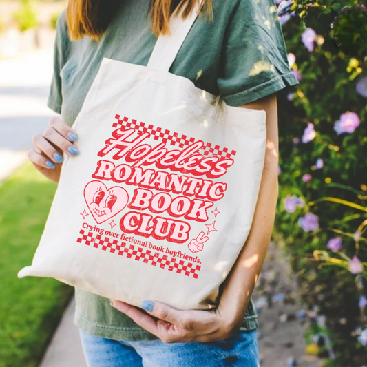 Hopeless Romantic Book Club Tote Bag