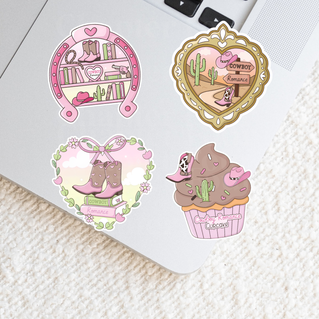 Cowboy Romance Sticker Pack | 4 Pack 2” Bookish Stickers