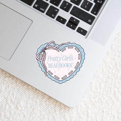 Pretty Girls Read Books Heart Sticker