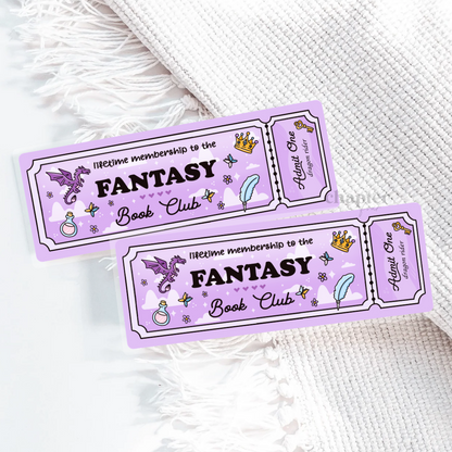 Fantasy Book Club Ticket Bookmark