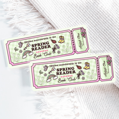 Spring Reader Book Club Ticket Bookmark