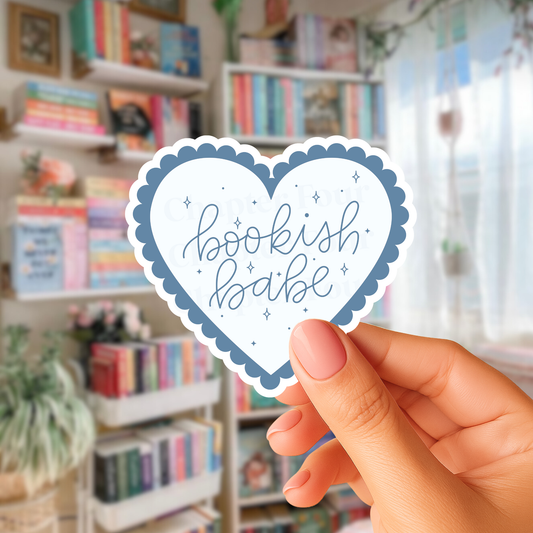 Bookish Babe Blue Heart Sticker