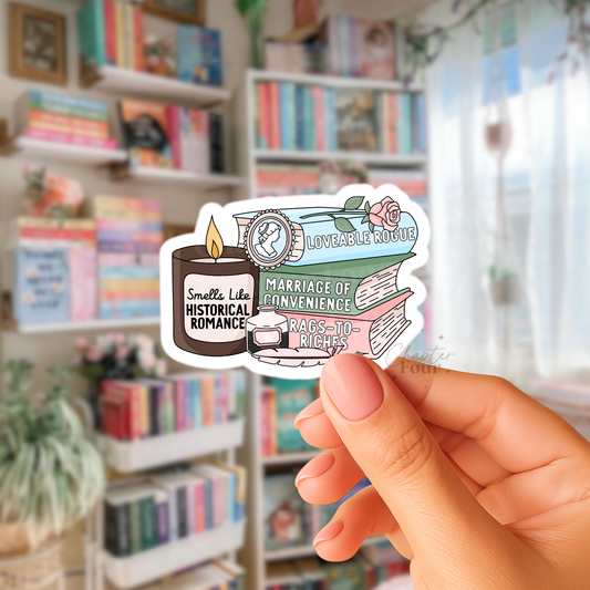 Historical Romance Bookstack Sticker