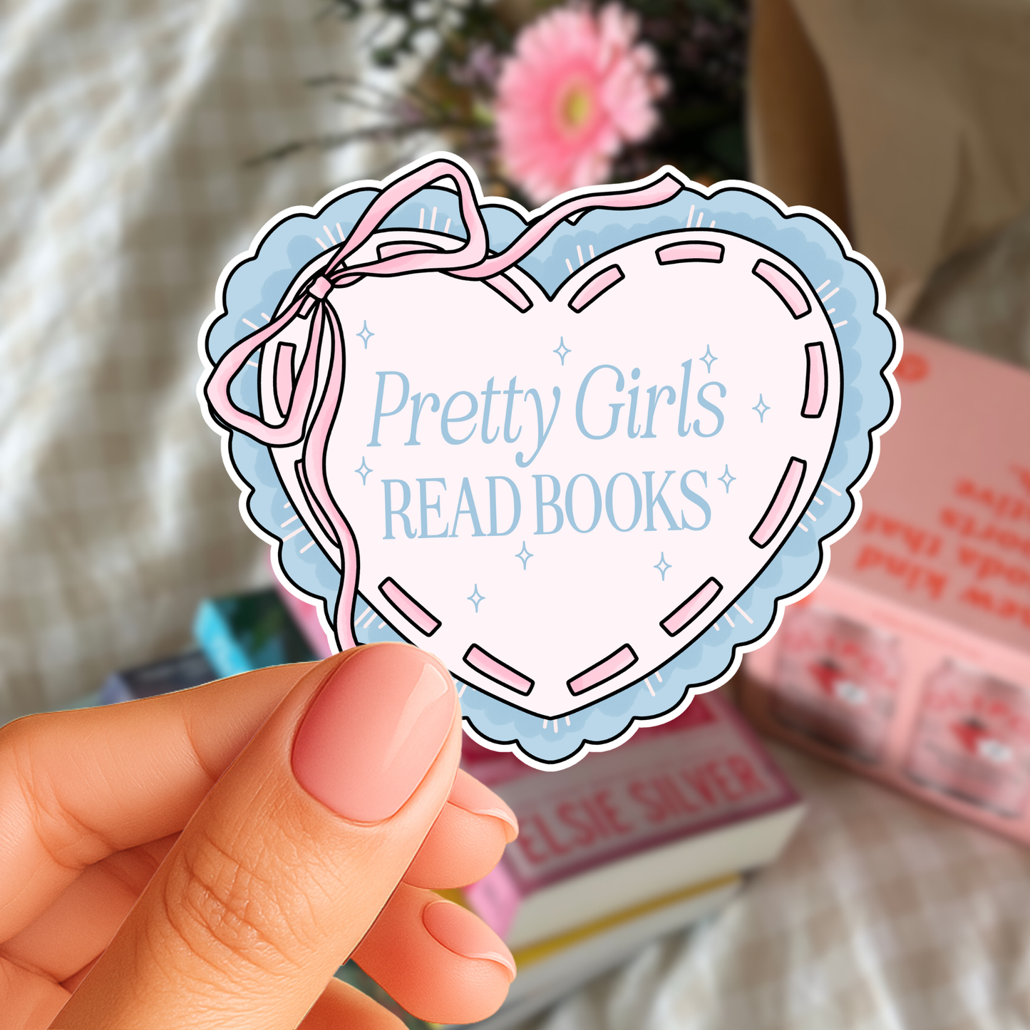 Pretty Girls Read Books Heart Sticker