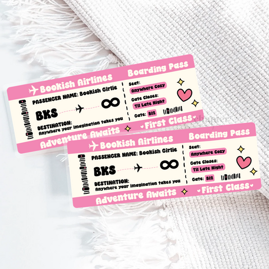 Bookish Airlines Ticket Bookmark