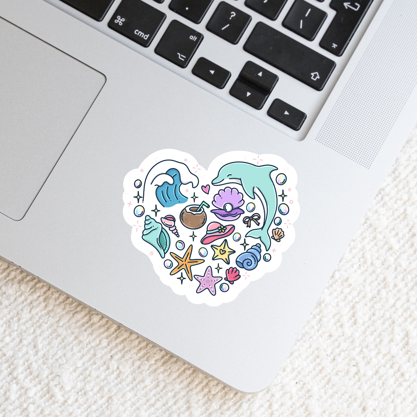 Summer Beach Heart Sticker