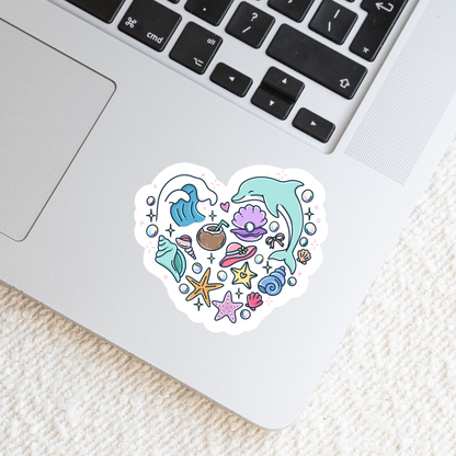 Summer Beach Heart Sticker