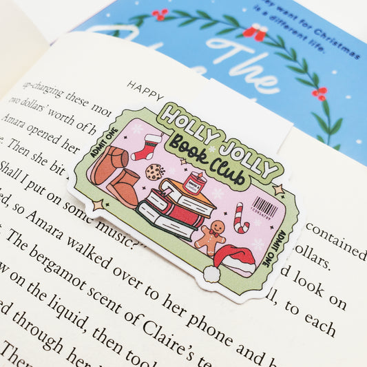 Holly Jolly Book Club Ticket Magnetic Bookmark