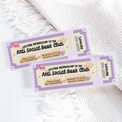 Anti Social Book Club Bookmark