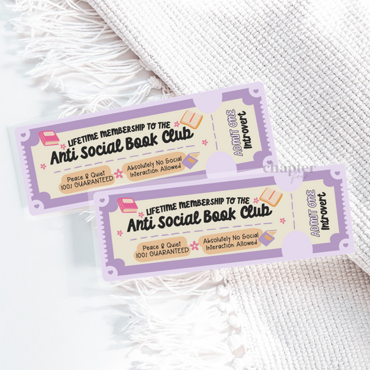 Anti Social Book Club Bookmark